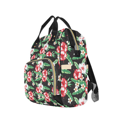 Hawaiian flower tropical leaves Diaper Bag Backpack
