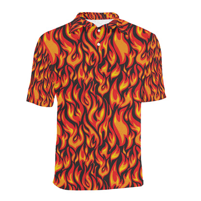 Flame Fire Print Pattern Men Polo Shirt