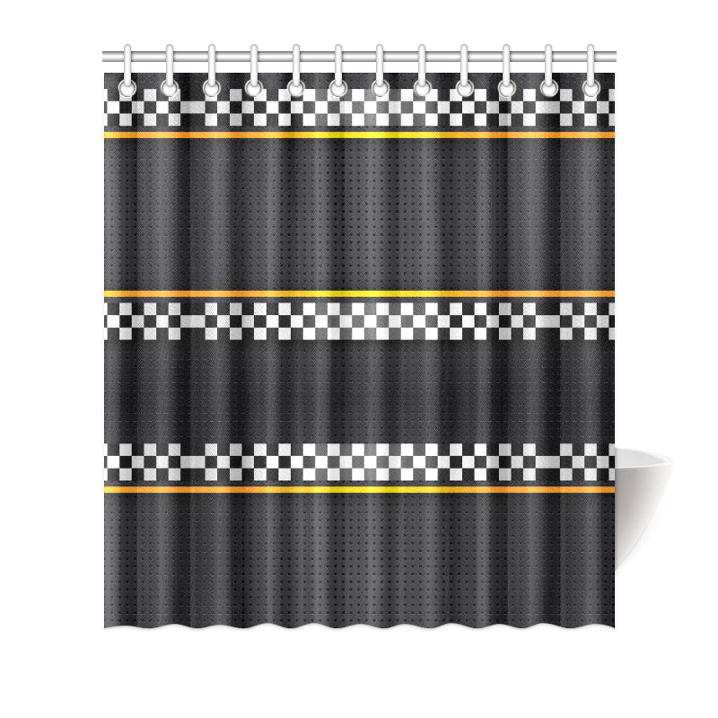 Checkered Flag Yellow Line Style Shower Curtain