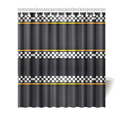 Checkered Flag Yellow Line Style Shower Curtain