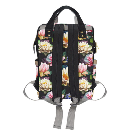 Water Lily Pattern Print Design WL02 Diaper Bag Backpack