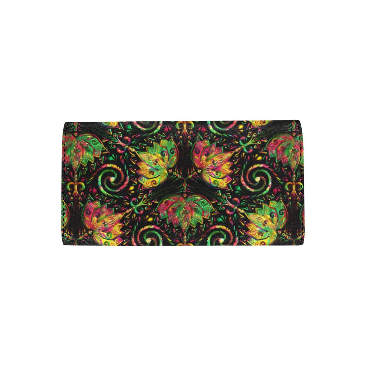 lotus Boho Pattern Print Design LO09 Women's Trifold Wallet