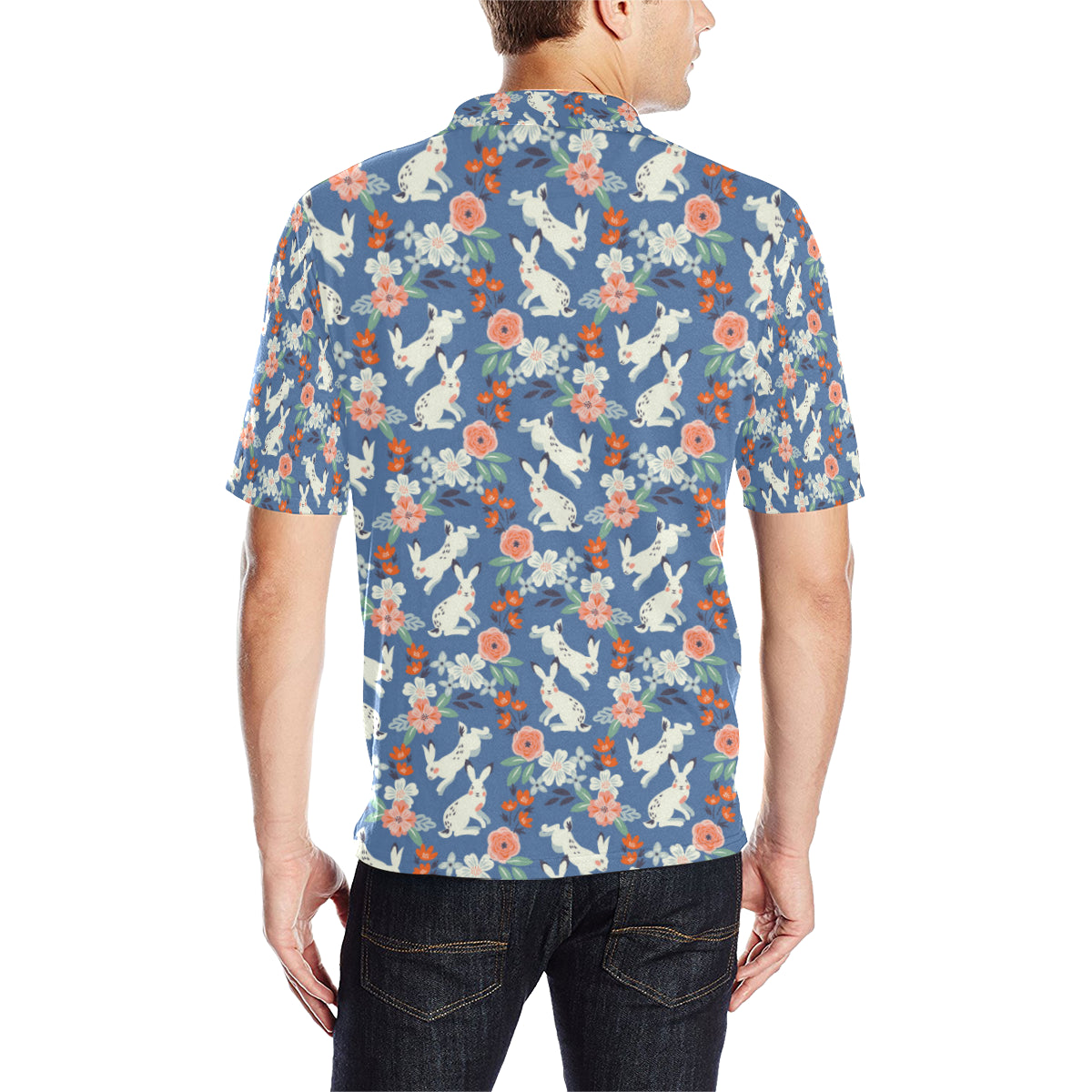 Bunny Pattern Print Design 07 Men Polo Shirt