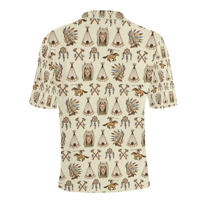 Native Indian Pattern Design Print Men Polo Shirt
