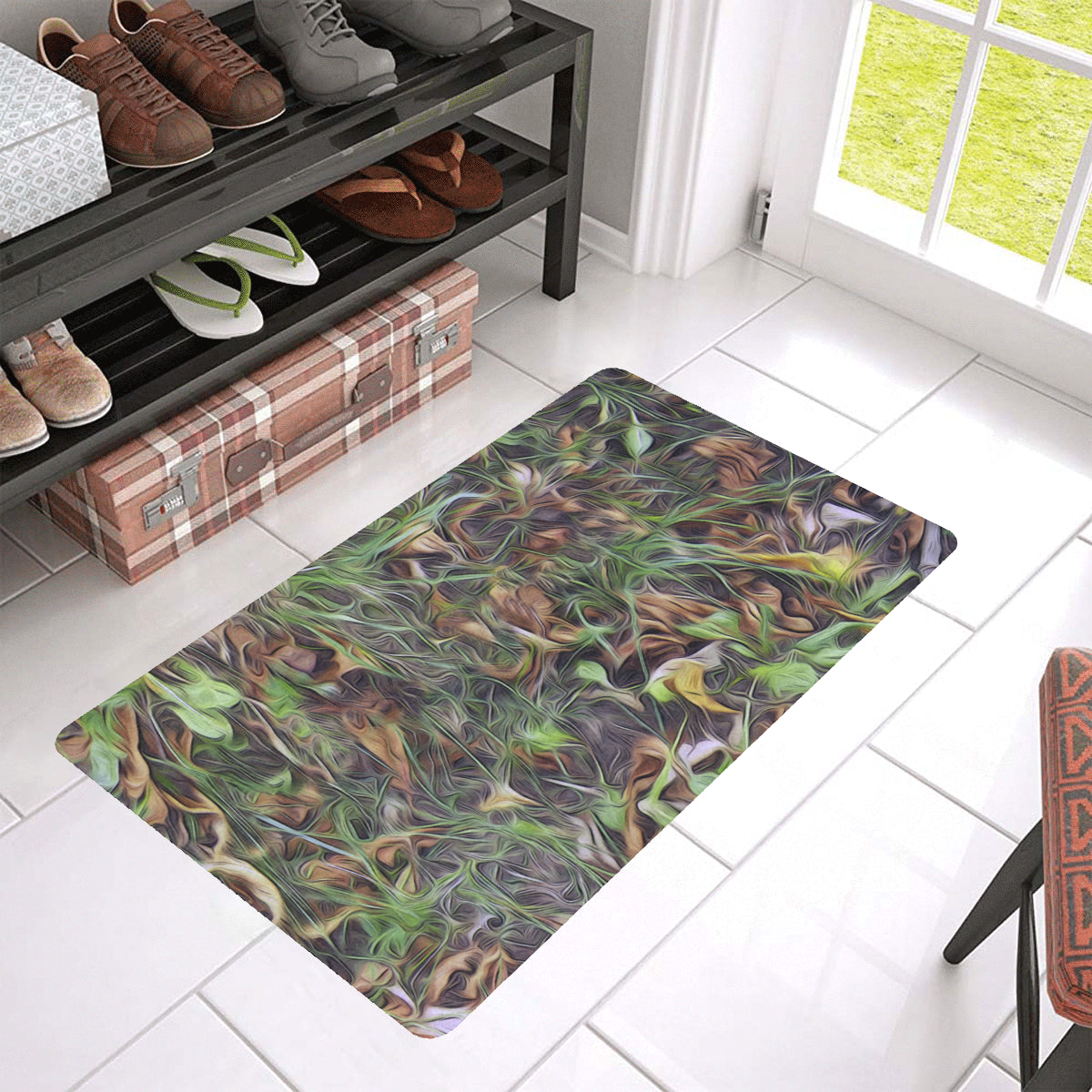 Camouflage Realistic Tree Print Rubber Doormat