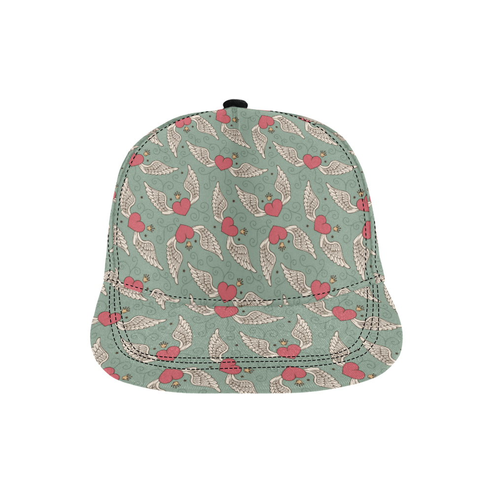 Angel Wings Heart Design Themed Print Snapback Cap