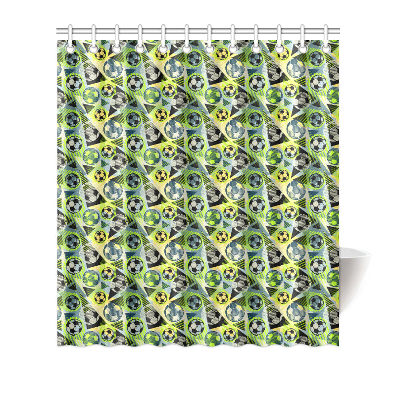 Soccer Ball Themed Print Pattern Shower Curtain