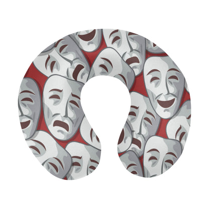 Acting Mask Pattern Print Design 01 U-Shaped Travel Neck Pillow