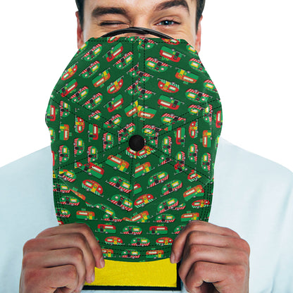 Camper Camping Christmas Themed Print Snapback Cap