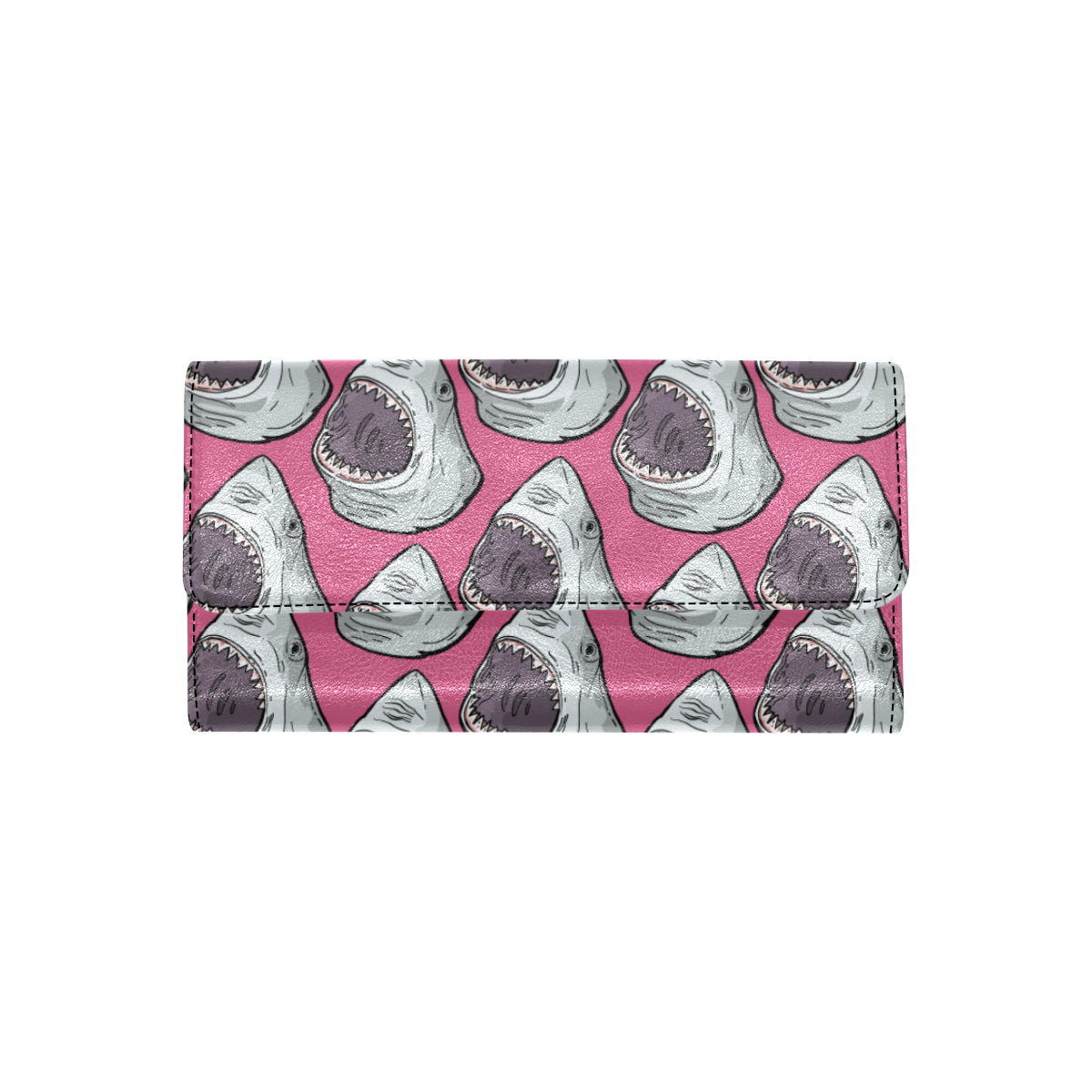 Great White Shark Pattern Print Design 01 Women's Trifold Wallet