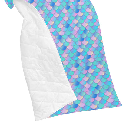 Mermaid Scales Pastel Pattern Print Design 07 Premium Quilt