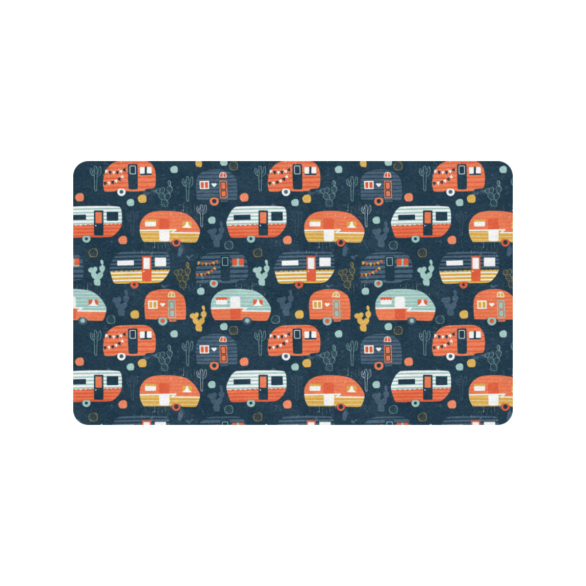 Camper Caravan Print Pattern Rubber Doormat