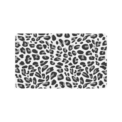 Snow Leopard Skin Print Rubber Doormat