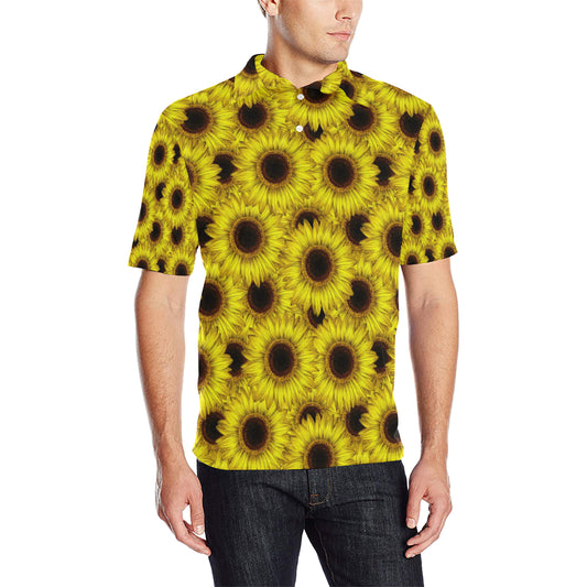 Sunflower Pattern Print Design SF011 Men Polo Shirt