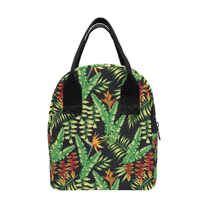 Hawaiian Flower Tropical Palm Leaves Insulated Lunch Bag