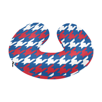 Patriotic Houndstooth Pattern Print Design A02 U-Shaped Travel Neck Pillow