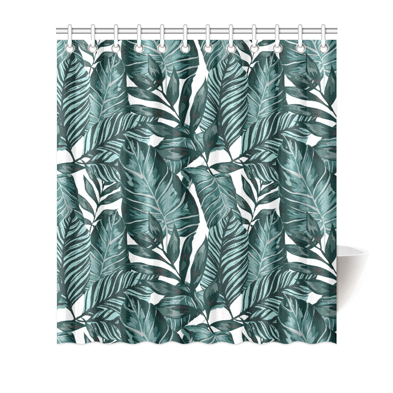 Tropical Palm Leaves Pattern Shower Curtain