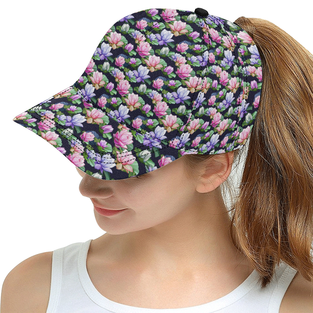 Lotus Flower Print Design Snapback Cap