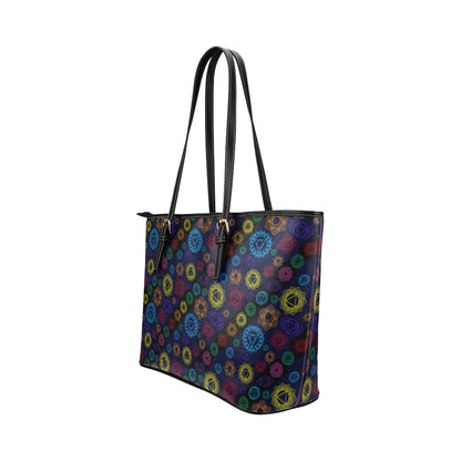 Chakra Colorful Print Pattern Leather Tote Bag