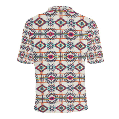 Indian Navajo Art Themed Design Print Men Polo Shirt