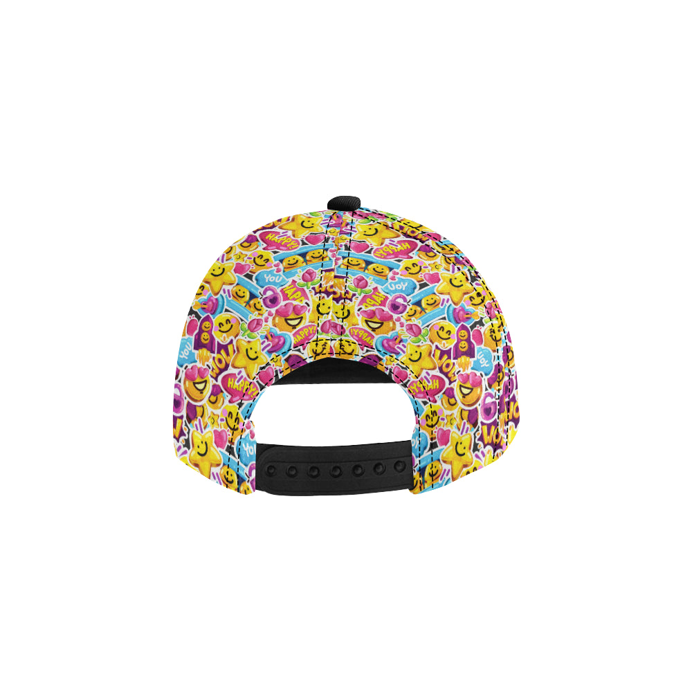Emoji Sticker Print Pattern Snapback Cap