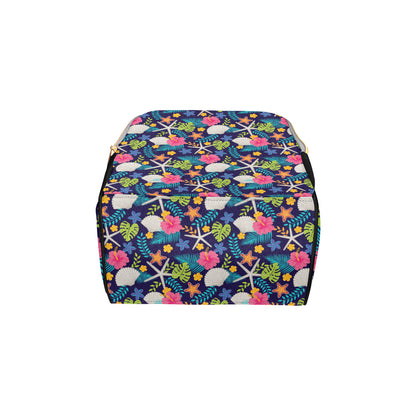 Beach Seashell Floral Theme Diaper Bag Backpack