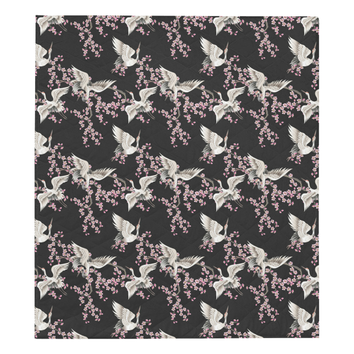 Crane Pattern Print Design 01 Premium Quilt