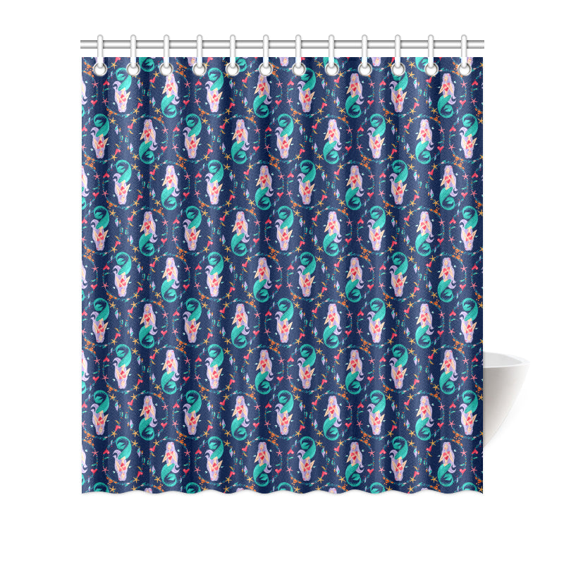 Mermaid Girl Cute Design Print Shower Curtain