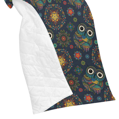 Owl Boho Style Pattern Print Design A04 Premium Quilt