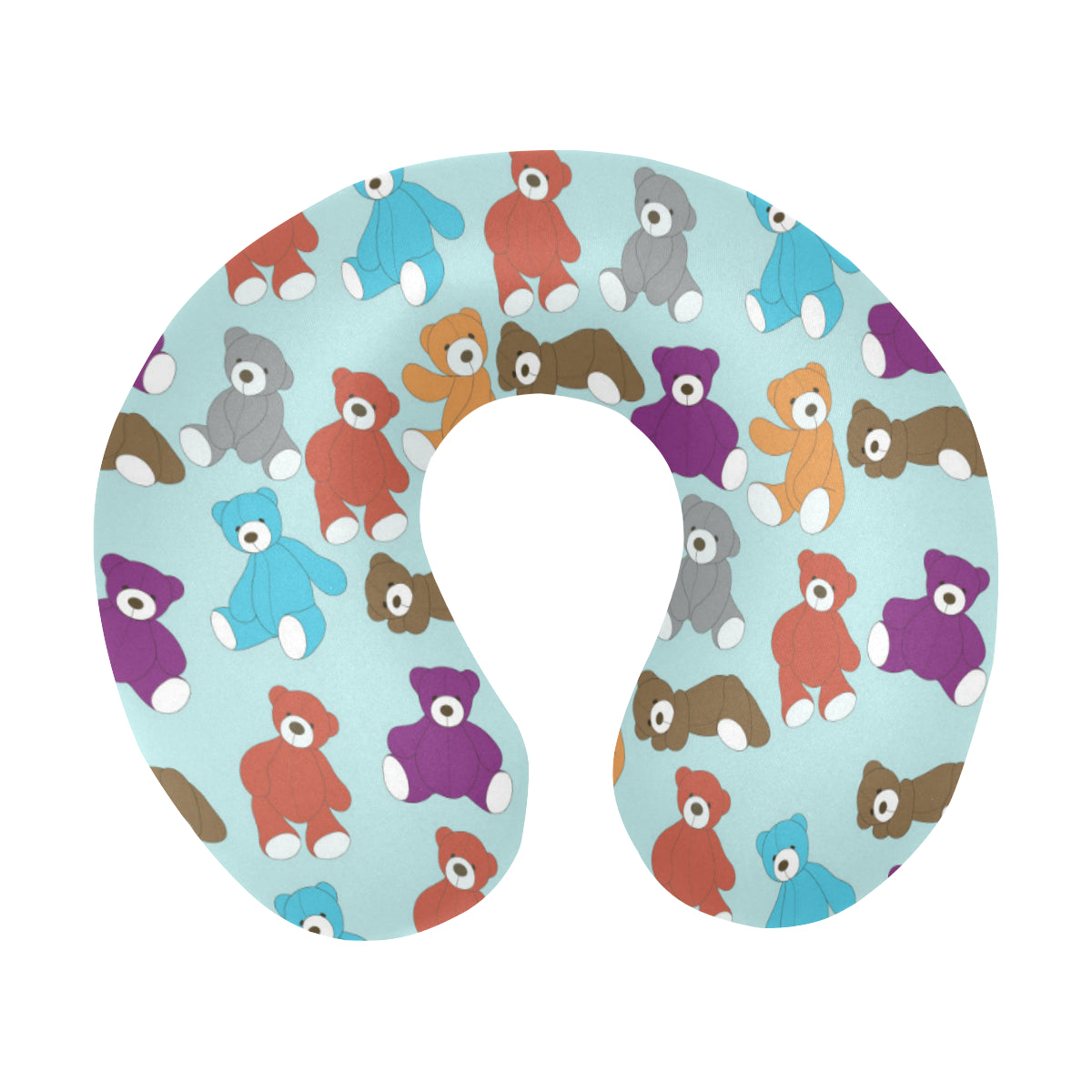 Bear Cute Pattern Print Design 03 U-Shaped Travel Neck Pillow