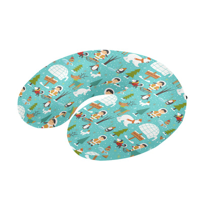 Eskimo Pattern Print Design 01 U-Shaped Travel Neck Pillow