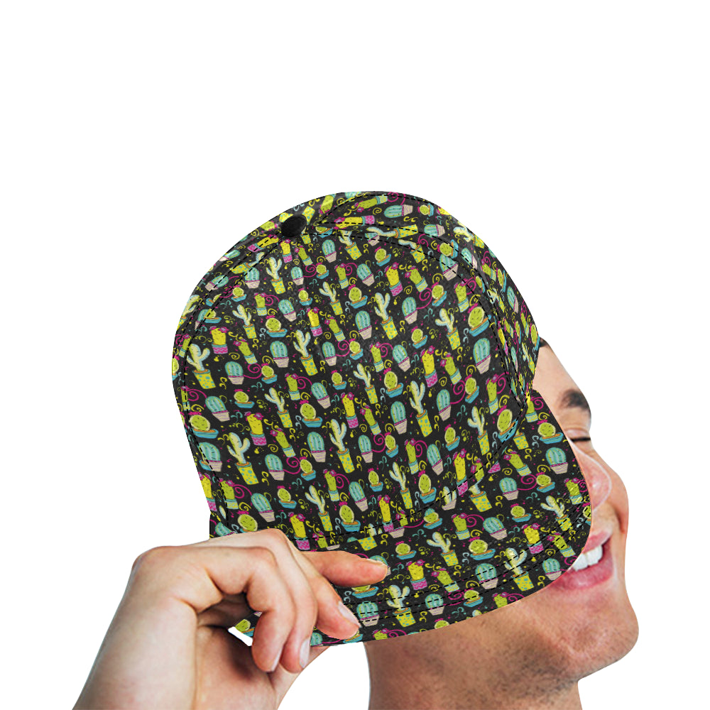 Cactus Neon Style Print Pattern Snapback Cap
