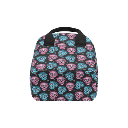 Day of the Dead Skull Print Pattern Insulated Lunch Bag