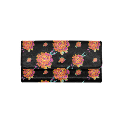Marigold Pattern Print Design 01 Women's Trifold Wallet