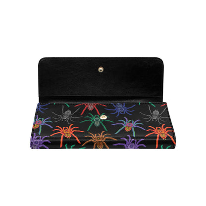 Tarantula Neon Color Pattern Print Design 03 Women's Trifold Wallet