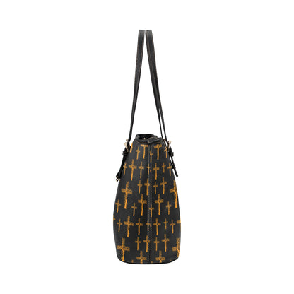 Christian Tree of Life Cross Design Leather Tote Bag