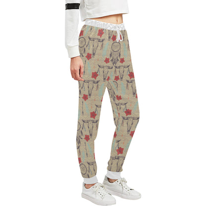 Native Buffalo Head Themed Design Print Unisex Sweatpants