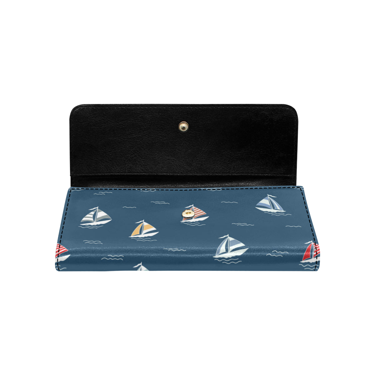 Sailing Ships Pattern Print Design A02 Women's Trifold Wallet