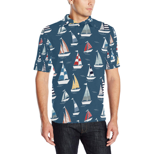 Sailing Ships Pattern Print Design A04 Men Polo Shirt