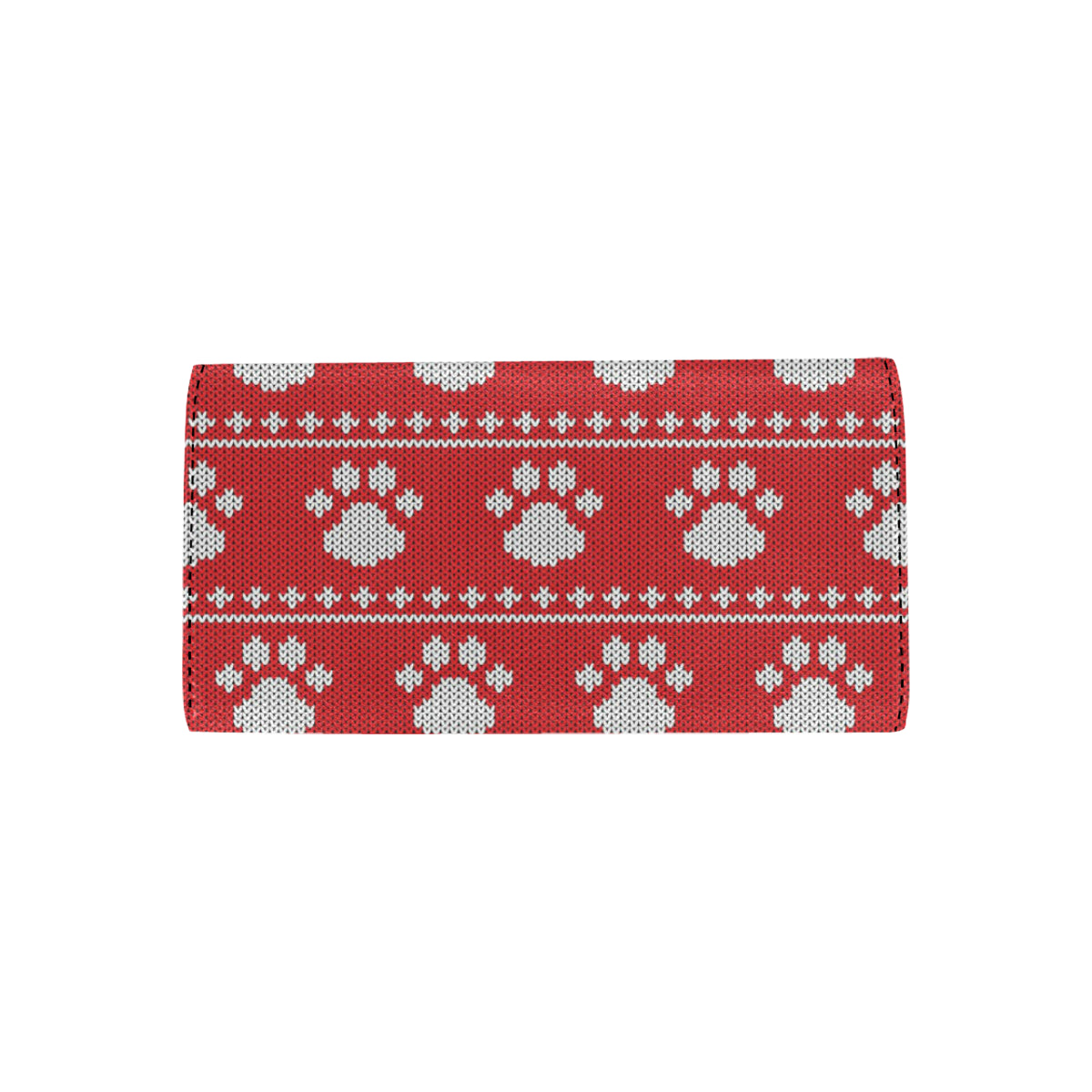 Knit Paw Pattern Print Design 03 Women's Trifold Wallet