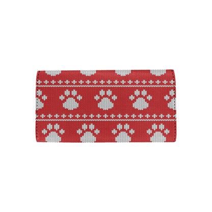 Knit Paw Pattern Print Design 03 Women's Trifold Wallet