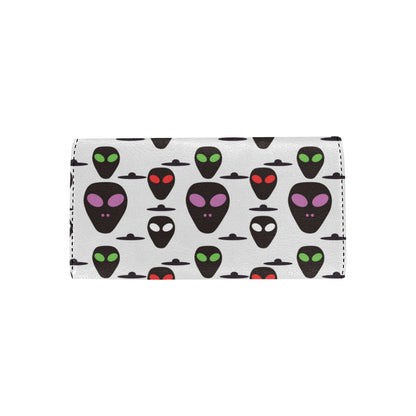 Alien Pattern Print Design 06 Women's Trifold Wallet