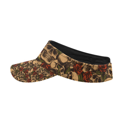 Skull Roses Vintage Design Themed Print Unisex Sun Visor