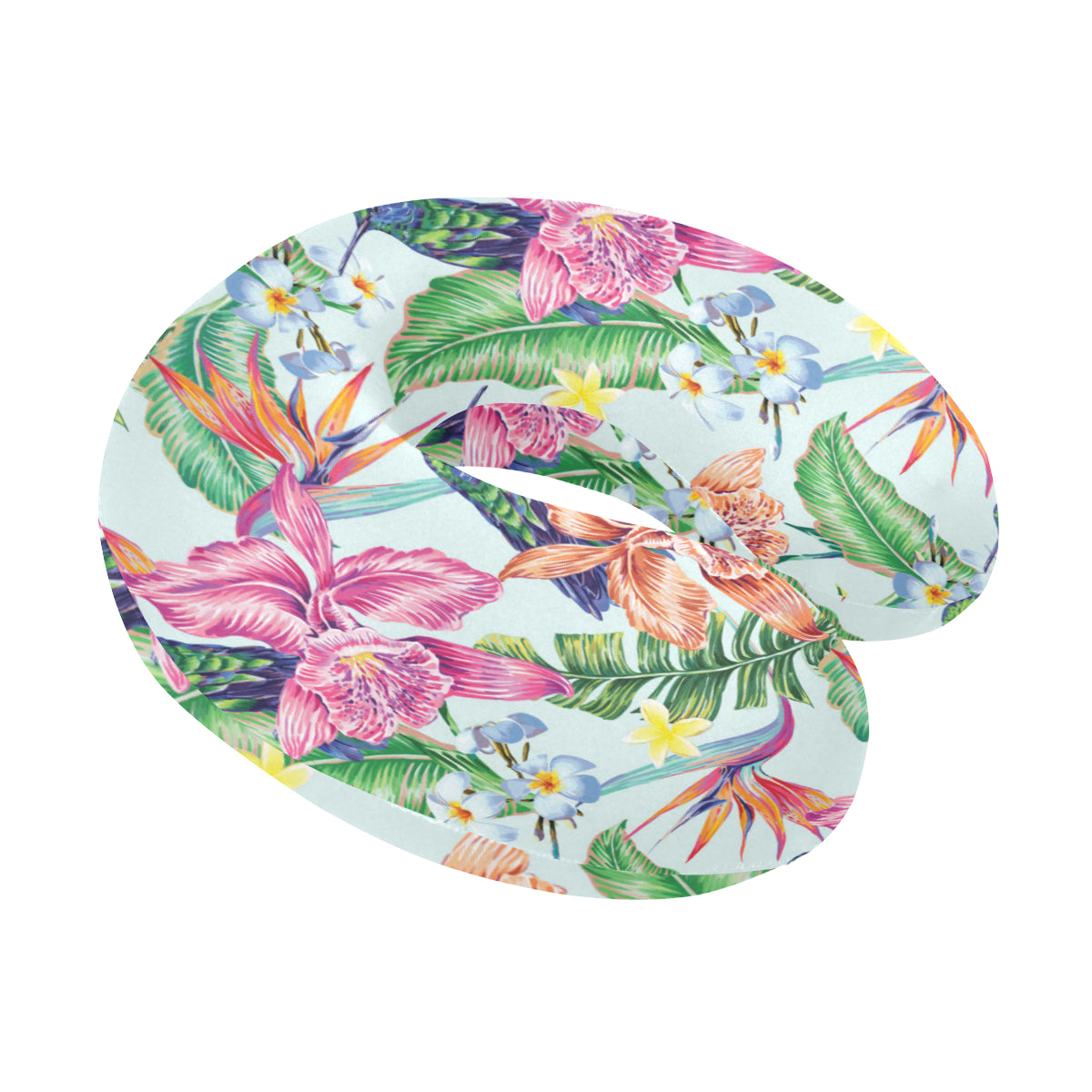 Hummingbird Tropical Pattern Print Design 05 U-Shaped Travel Neck Pillow