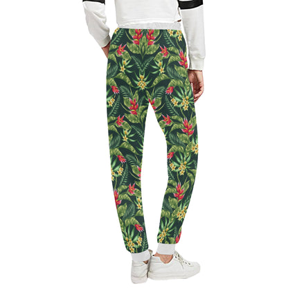 Tropical Folower Red Heliconia Print Unisex Sweatpants