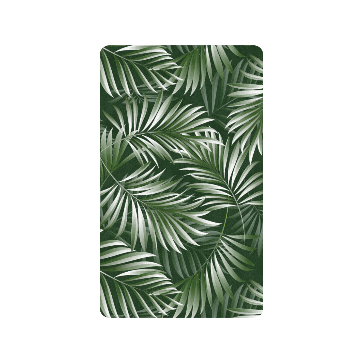 White Green Tropical Palm Leaves Rubber Doormat