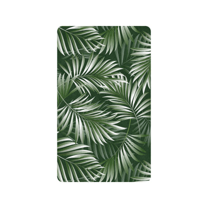 White Green Tropical Palm Leaves Rubber Doormat