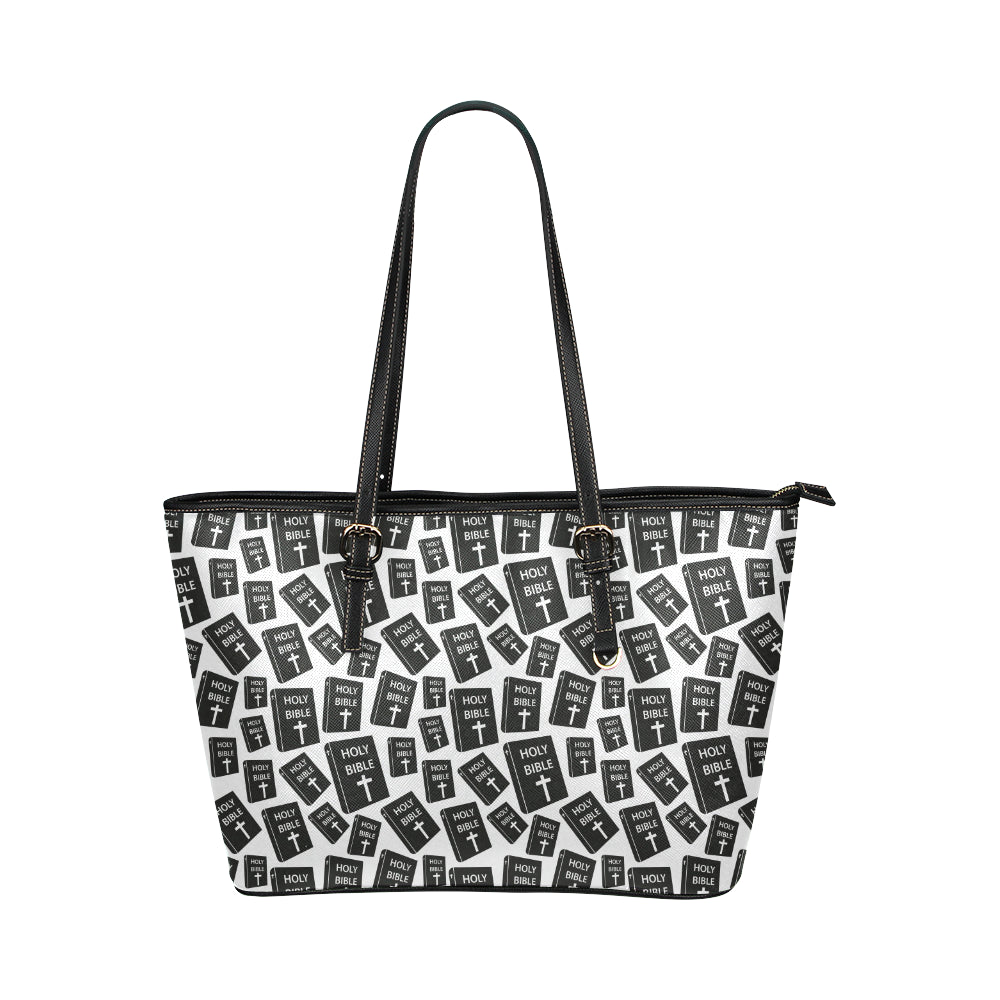 Christian Holy Bible Book Pattern Leather Tote Bag