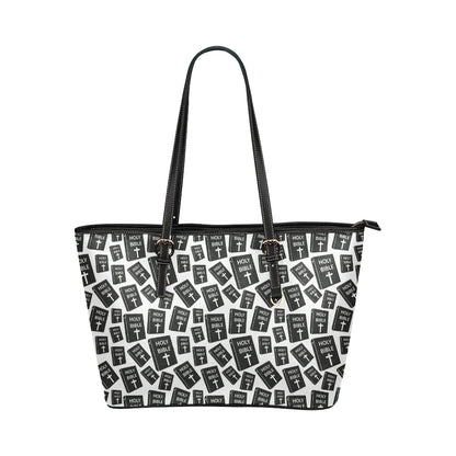 Christian Holy Bible Book Pattern Leather Tote Bag