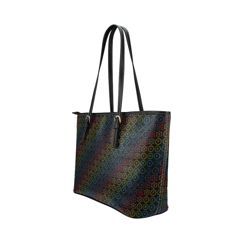 Chakra Colorful Symbol Pattern Leather Tote Bag